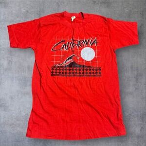 Vintage 70s‎ California Red Surfing Shirt Men's Medium Single Stitch USA Made.